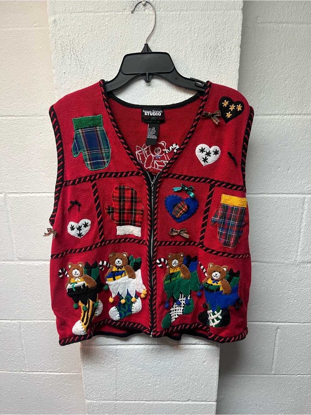 Studio Red Festive Teddy & Mitten Embroidered Vest